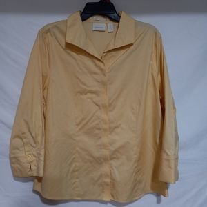 Chico's Women’s Yellow No-Iron Blouse Size 3